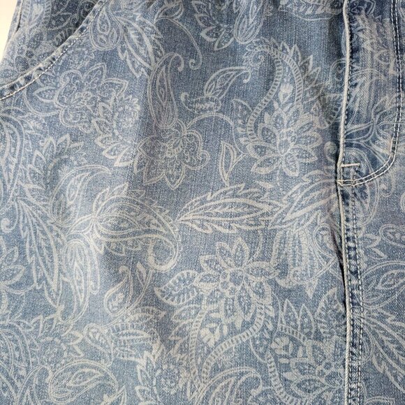 Seven7 Womens Delancey Blue Floral Cotton Blend Paisley Denim Skirt Size 14 - Picture 5 of 8